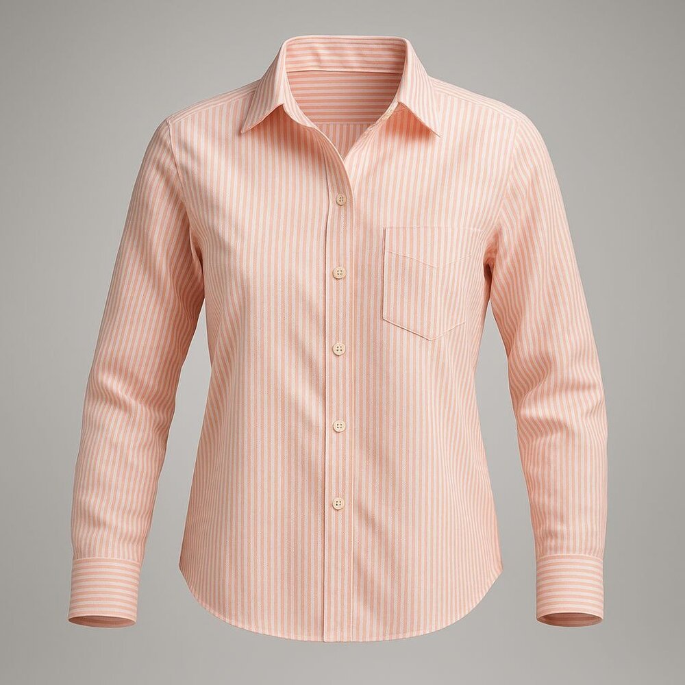 UNTUCKit Marsanne-Peach Shirt Women's 16 Peach & White Stripe LS Casual Elegance